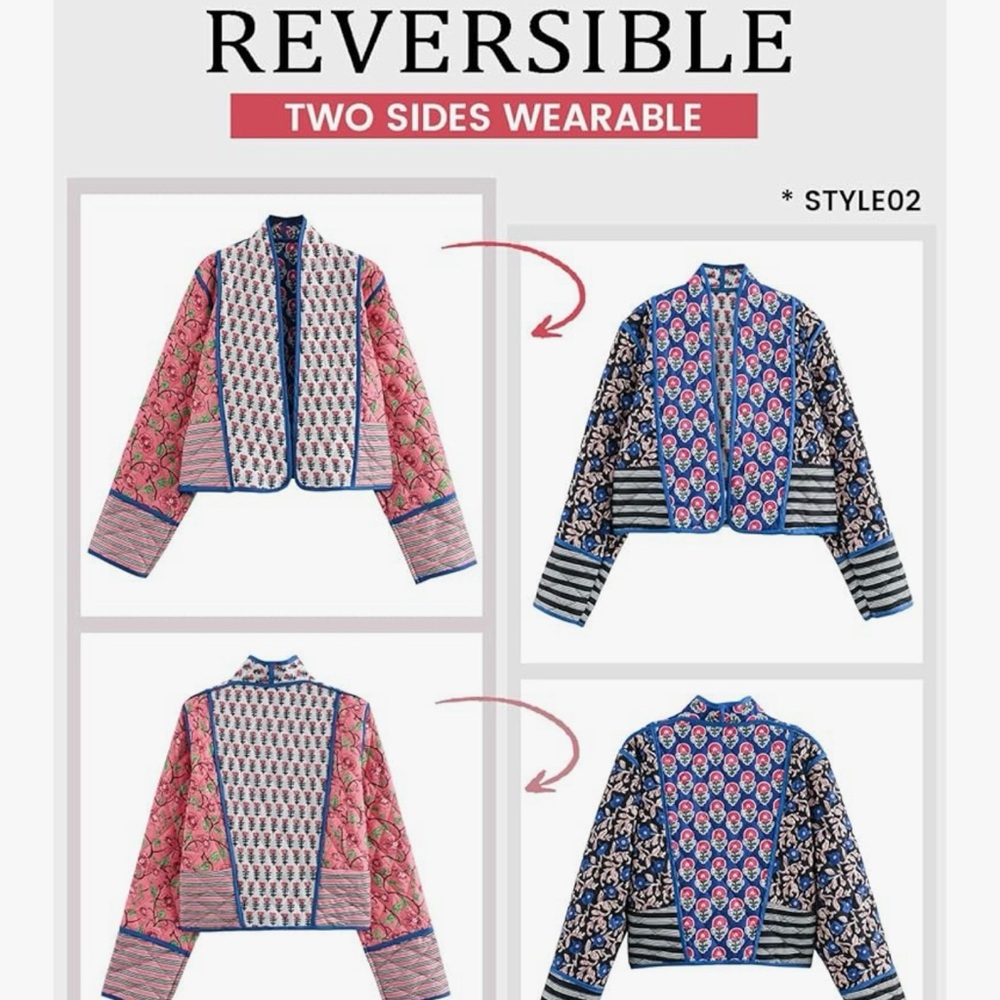 Reversible quilted jacket. Light weight and oh so cute!!